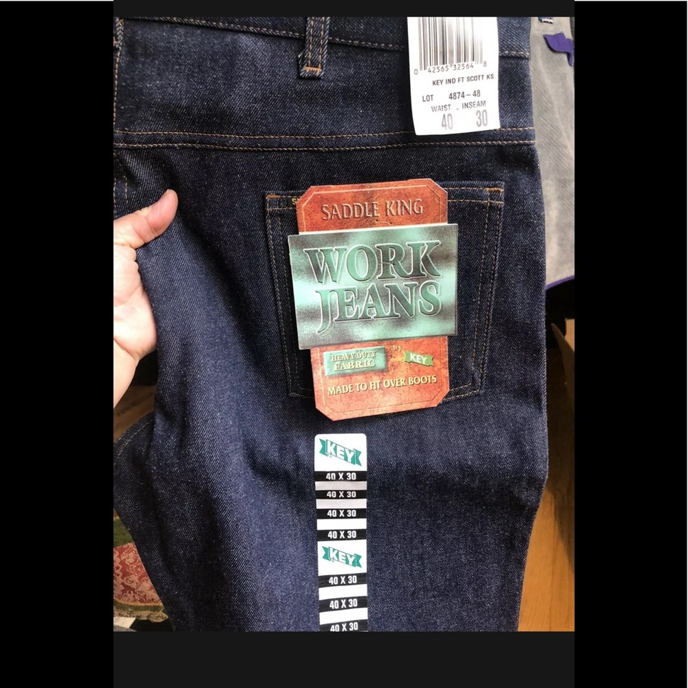 NWT 40x30 Vtg 80's SADDLE KING KEY BOOTCUT DENIM WORK HEAVY DUTY JEANS
